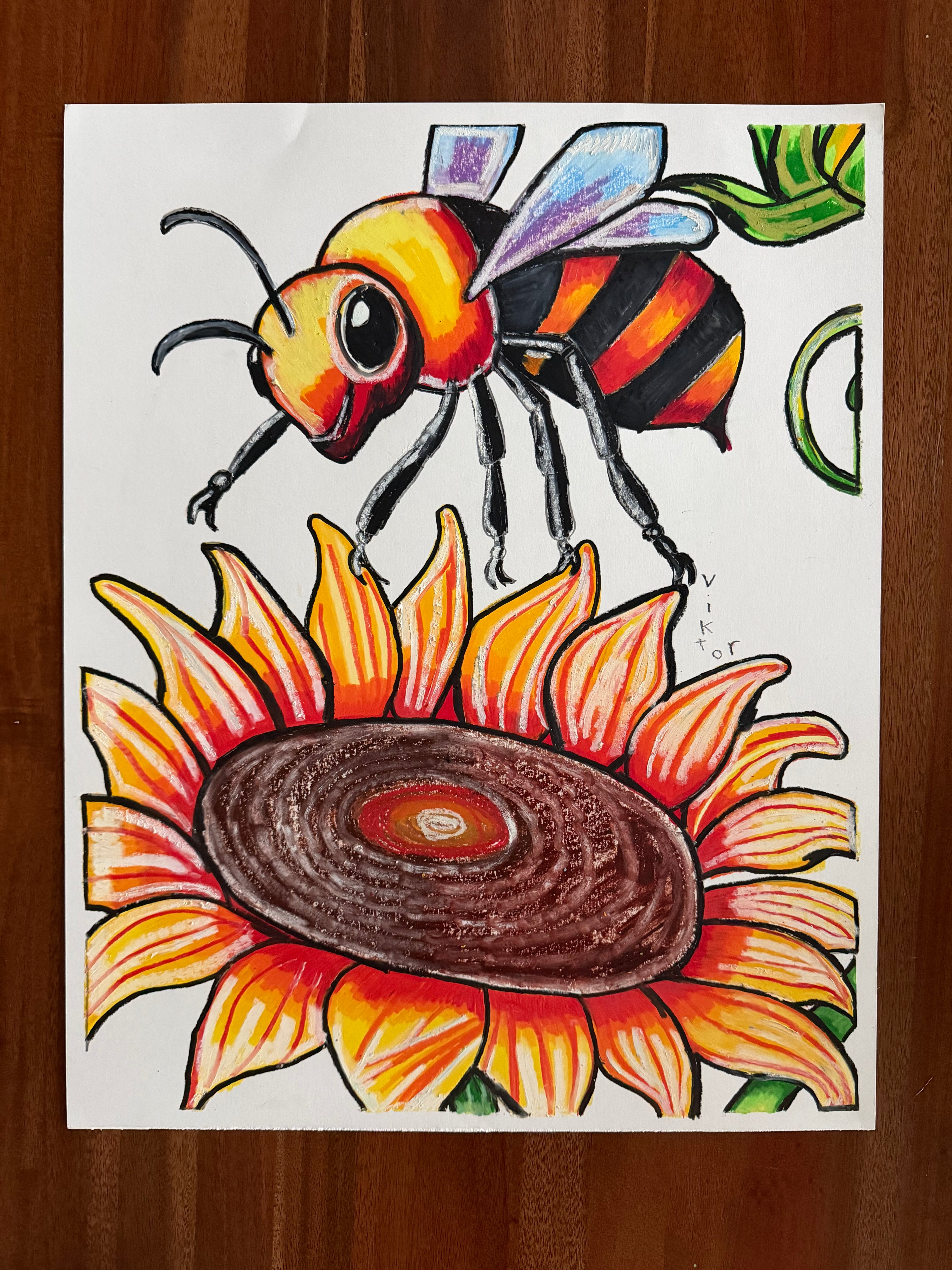 Bee's Paradise - ORIGINAL OIL PASTEL ARTWORK - 19x24