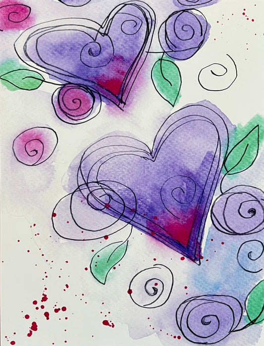 Two Purple Hearts - Art Prints