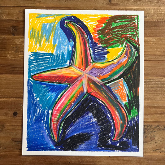 Starfish - ORIGINAL OIL PASTEL - 14x17”
