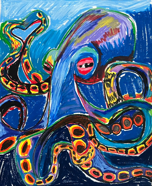 The Big Blue Octopus - Art Prints