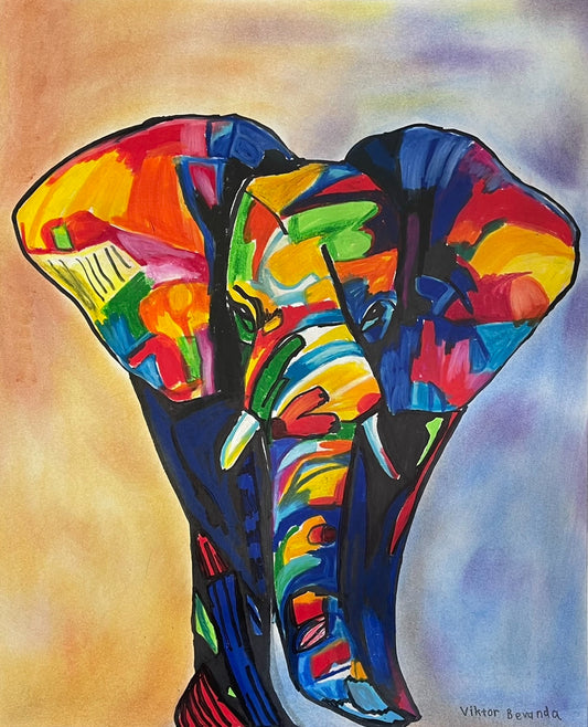 Elephant in a Vibrant Colors - Art Prints