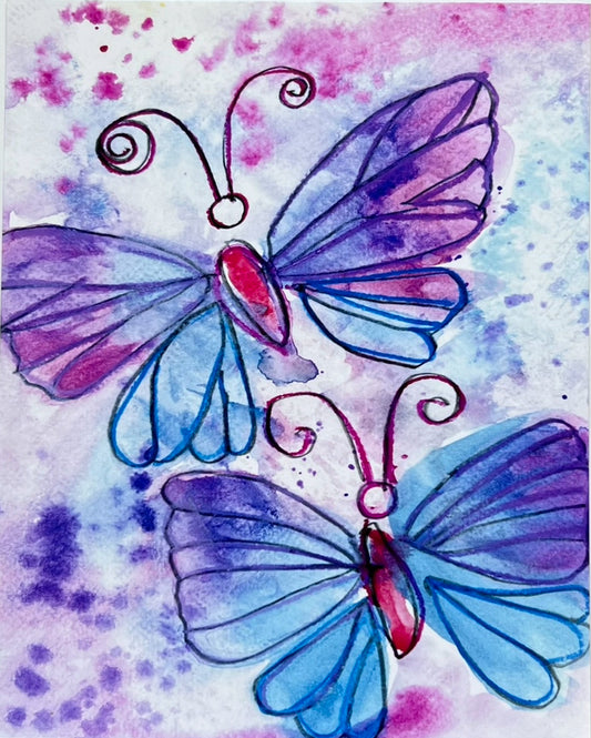 Two Purple Butterflies - Art Prints