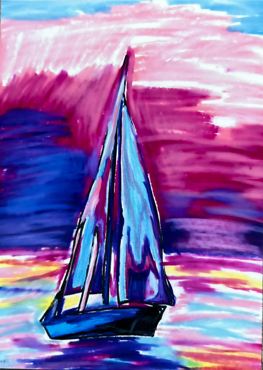 Sailboat (pink) - Print, Poster or Stretched Canvas Print in more sizes