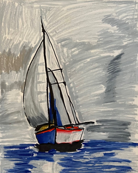 Blue Sailboat - Art Prints