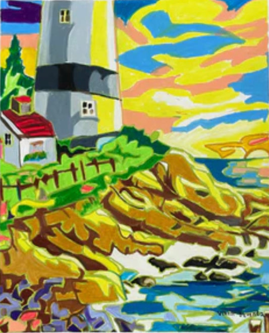 Lighthouse 5 (yellow sky) - Art Prints - Vichy's Art