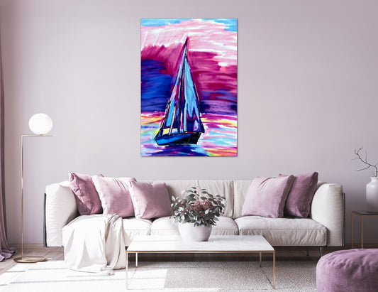 Sailboat (pink) - Art Prints