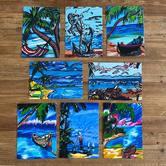Beach - Set of 8 prints in size 5x7" - Vichy's Art