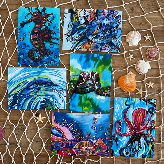 Marine life prints in size 5x7" - set of 6 for $25