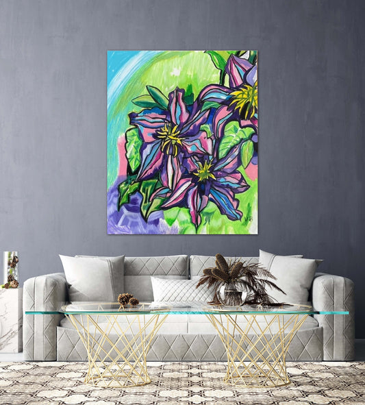 Clematis - Stretched Canvas Print in more sizes