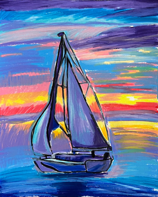Purple Sailboat - Art Prints