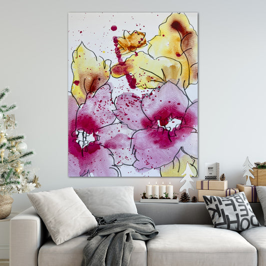 Colorful Flowers - Stretched Canvas Print in more sizes