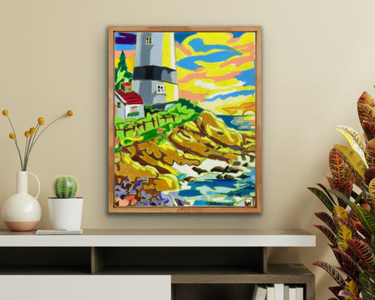 Lighthouse 5 (yellow sky) - Art Prints