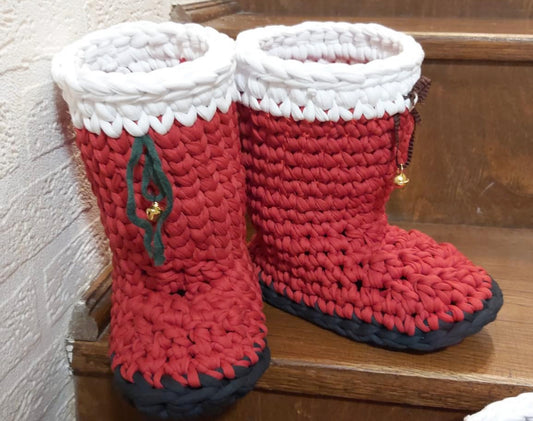 Guest artist: Santa’s Boot, Vintage Crocheted Christmas Boot, St. Nicholas decoration, handmade Christmas crochet boot