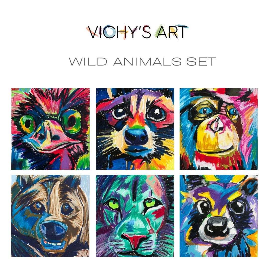 Wild Animals - Set of 6 paper prints/canvas prints