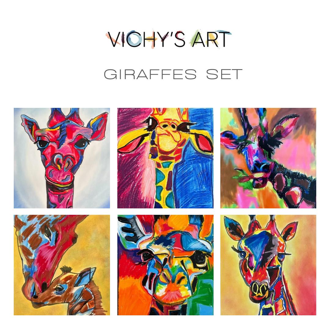 Giraffes - Set of 6 paper prints/canvas prints