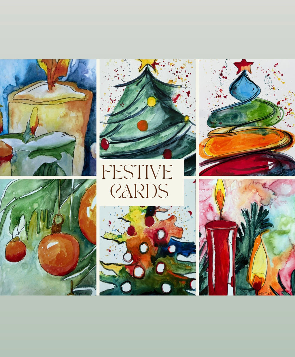 Festive Holiday Cards - Greeting cards (set of 6)