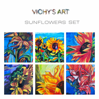 Sunflowers - Set of 6 paper prints/canvas prints - Vichy's Art