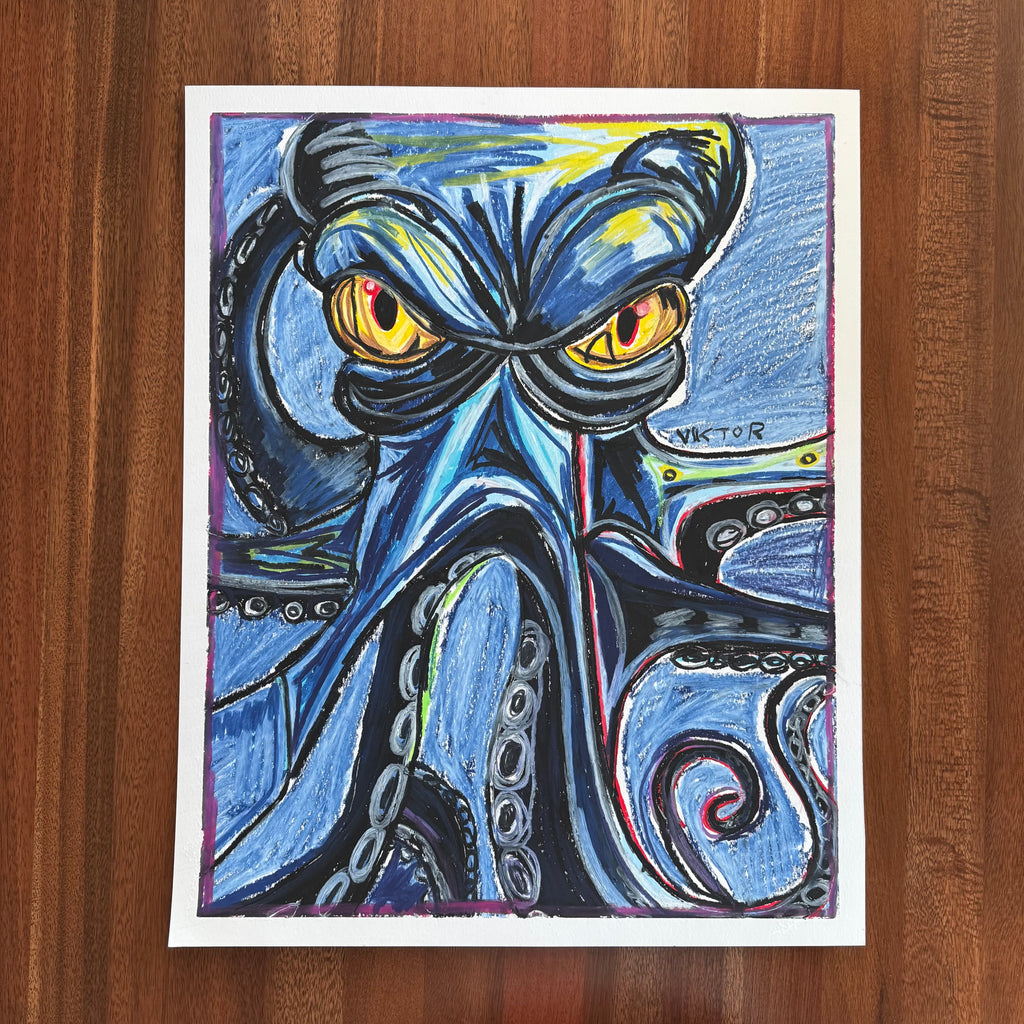 Blue Octopus- ORIGINAL 16x20” (video attached)