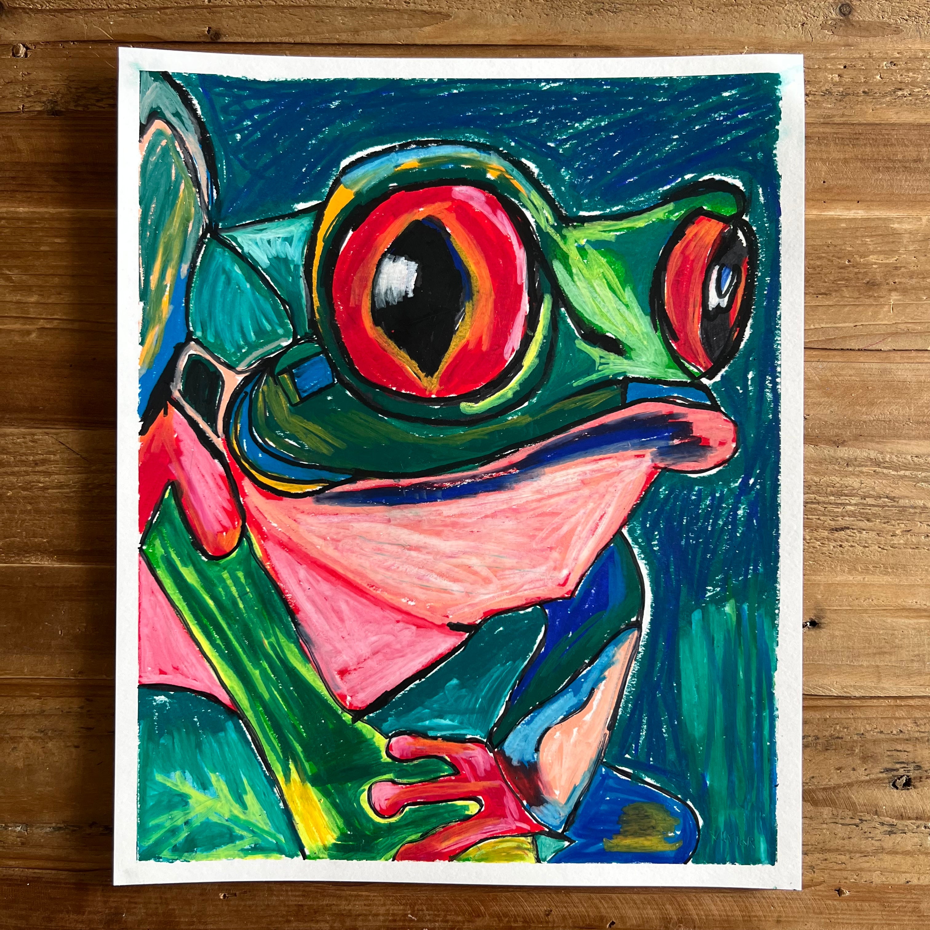 Mr Froggie the Frog - ORIGINAL  14x17” (video attached)