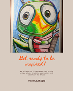 The Whimsy Grasshopper - ORIGINAL OIL PASTEL ARTWORK - 19x24"
