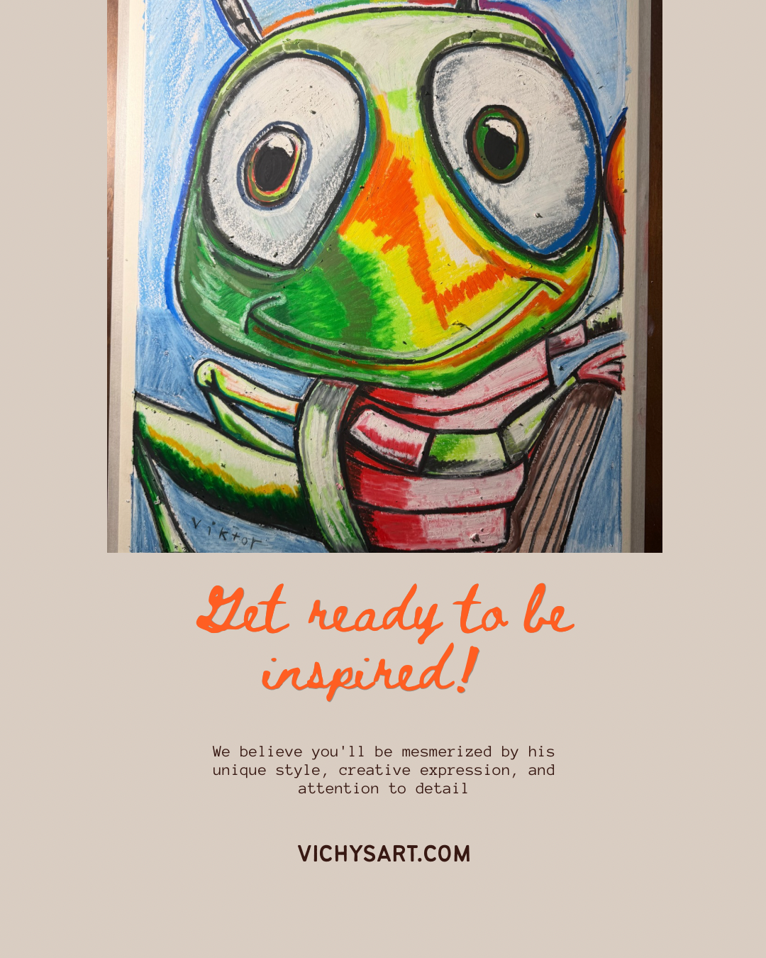 The Whimsy Grasshopper - ORIGINAL OIL PASTEL ARTWORK - 19x24"