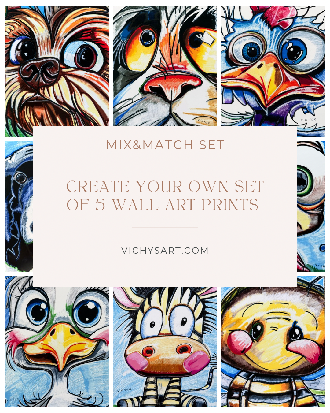 MIX and MATCH: Make your own SET OF 5 favorite prints - Vichy's Art
