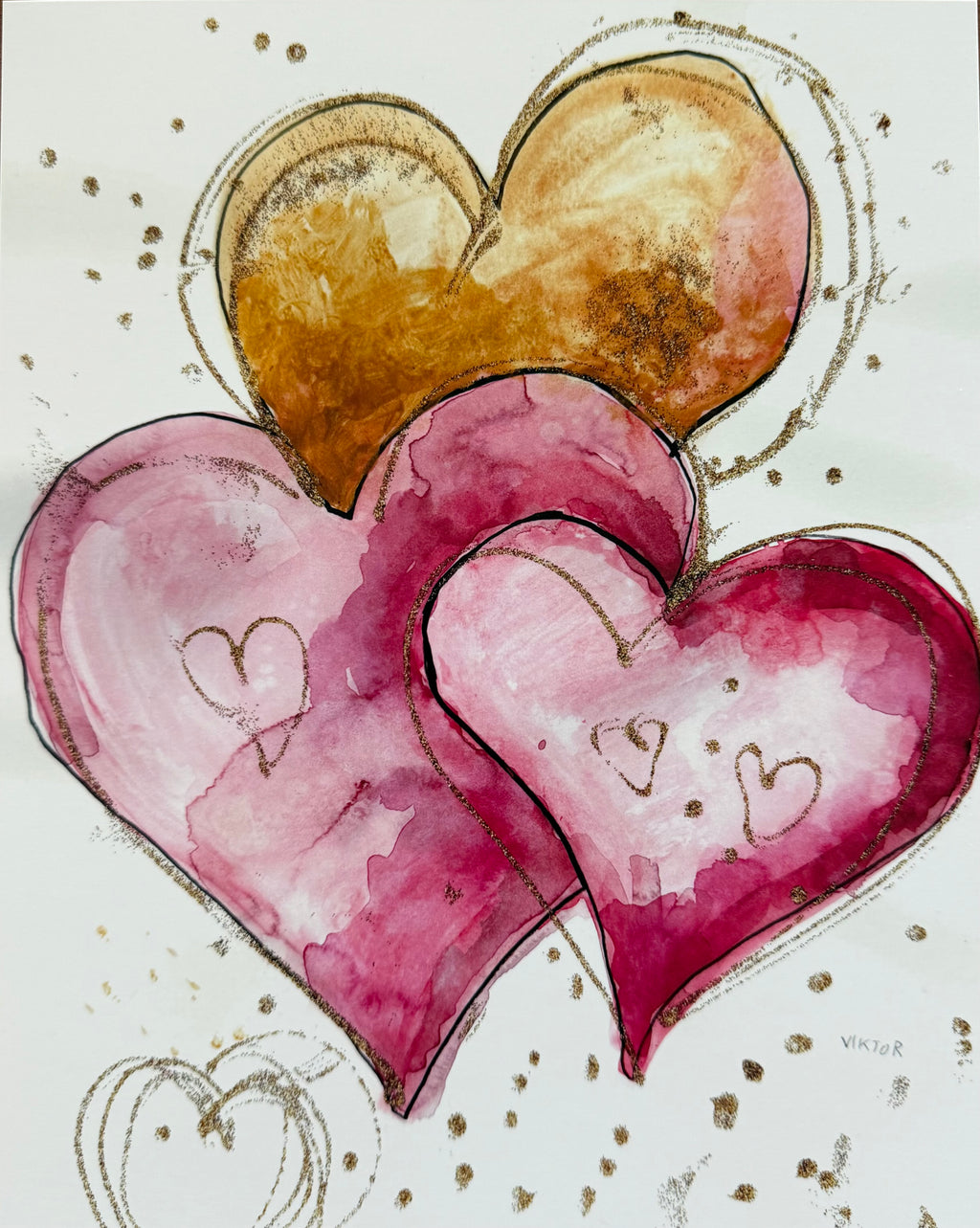 Golden Hearts V - Art Prints