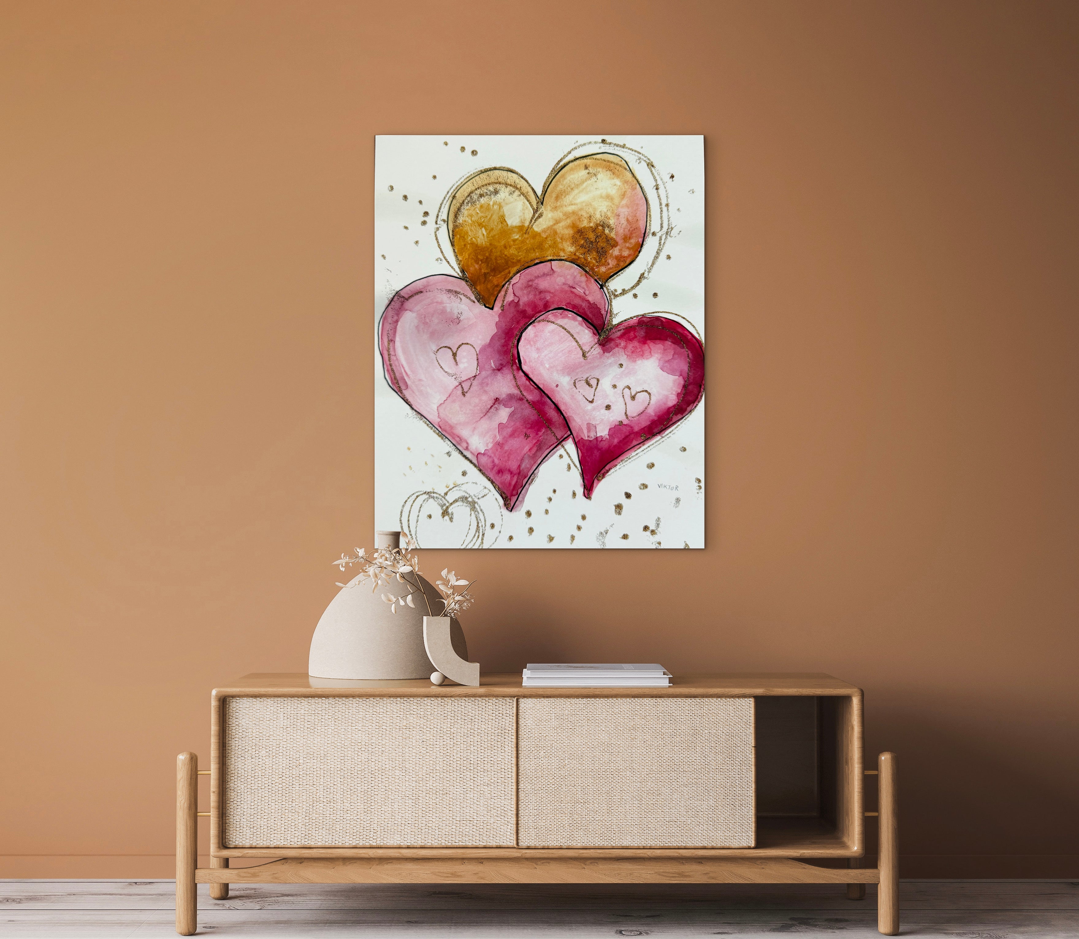 Golden Hearts V - Art Prints