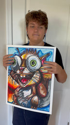 Squirrel - ORIGINAL OIL PASTEL ARTWORK - 16x20" (video attached)