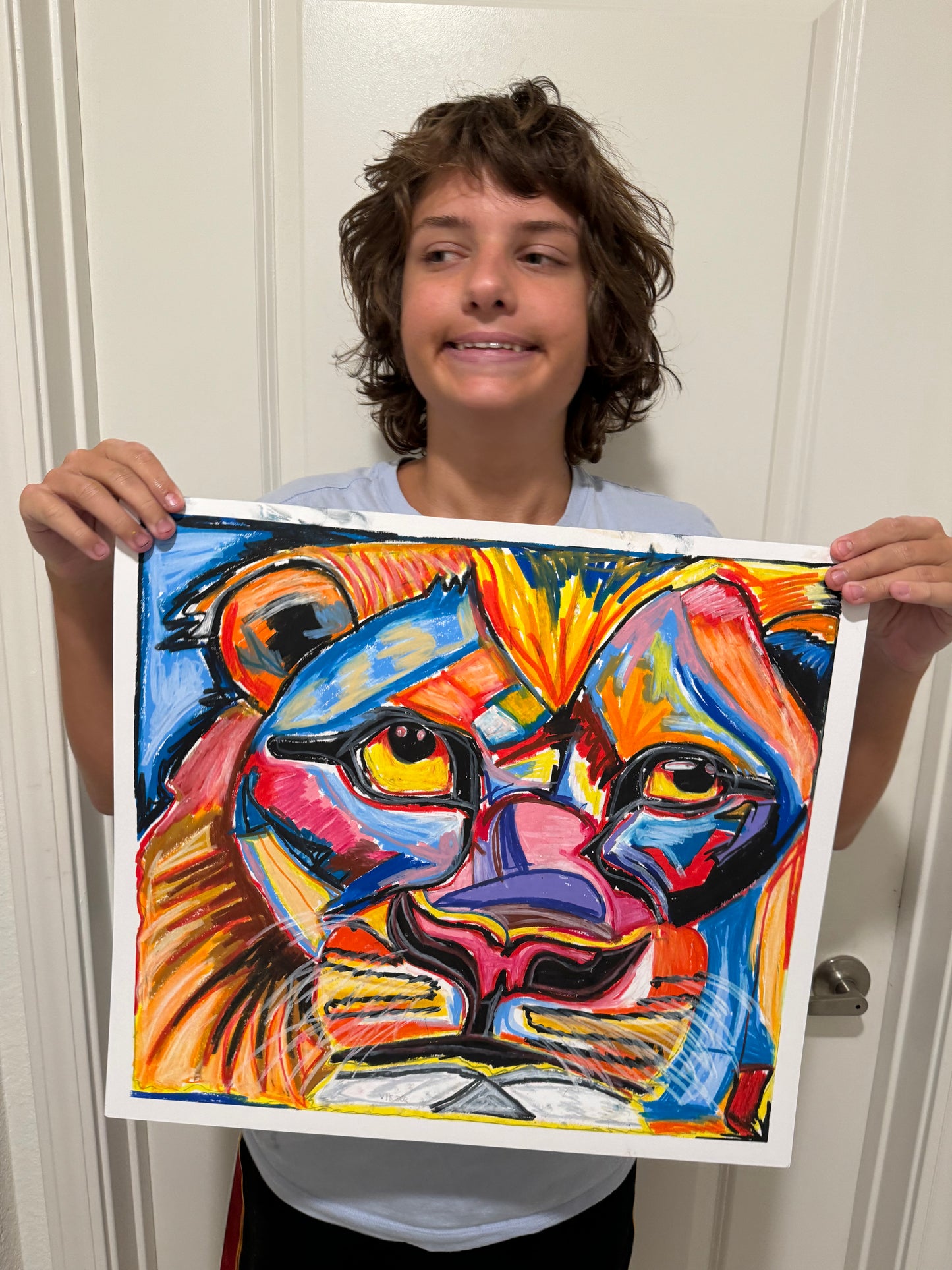 The Big Lion - ORIGINAL OIL PASTEL - 19x17"