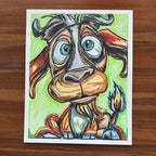 Mr Goatface - ORIGINAL OIL PASTEL ARTWORK 16x20" -  (video attached)