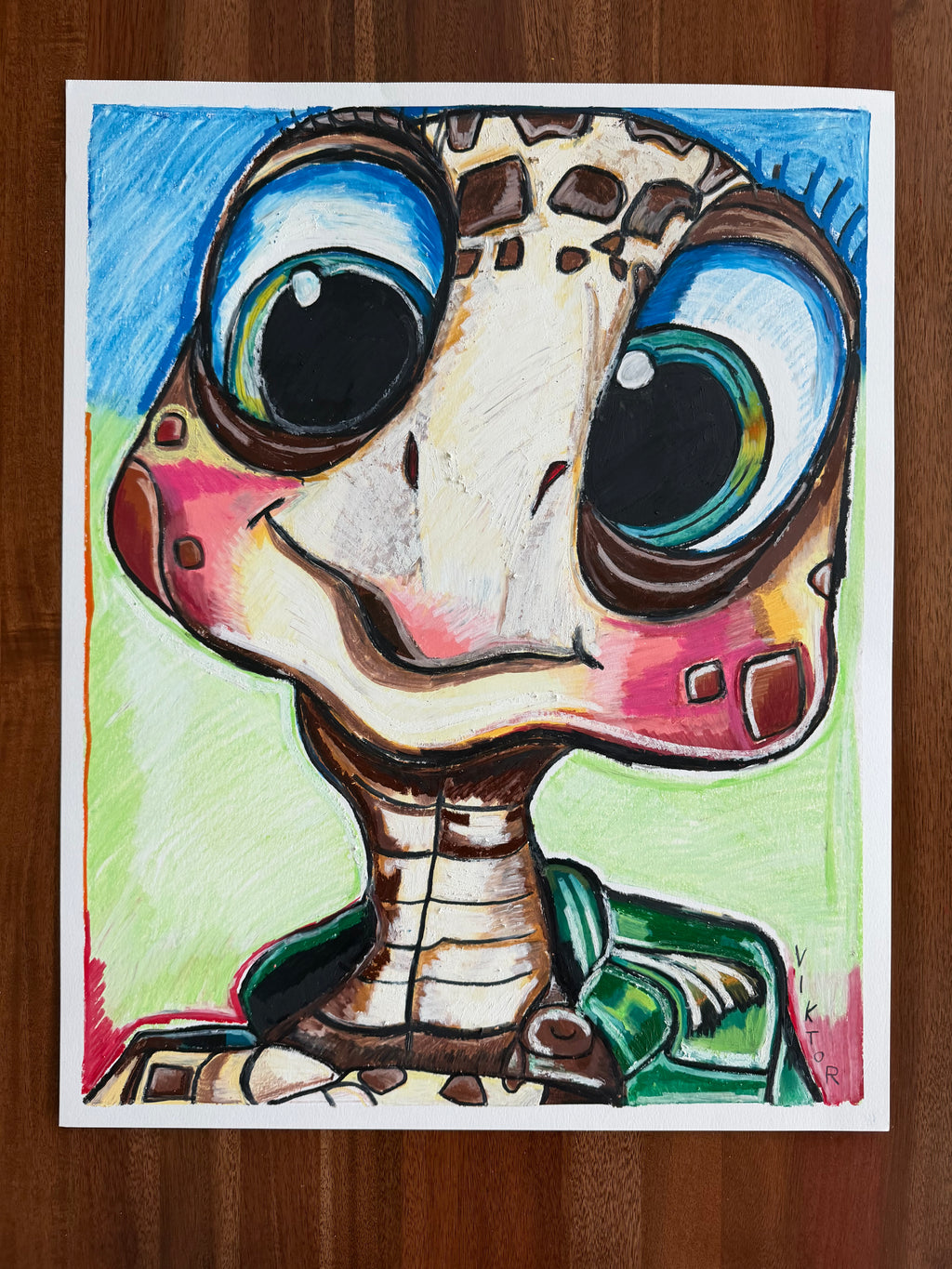 Little Turtle, Big Personality - Original oil pastels artwork 19x24” (video attached)