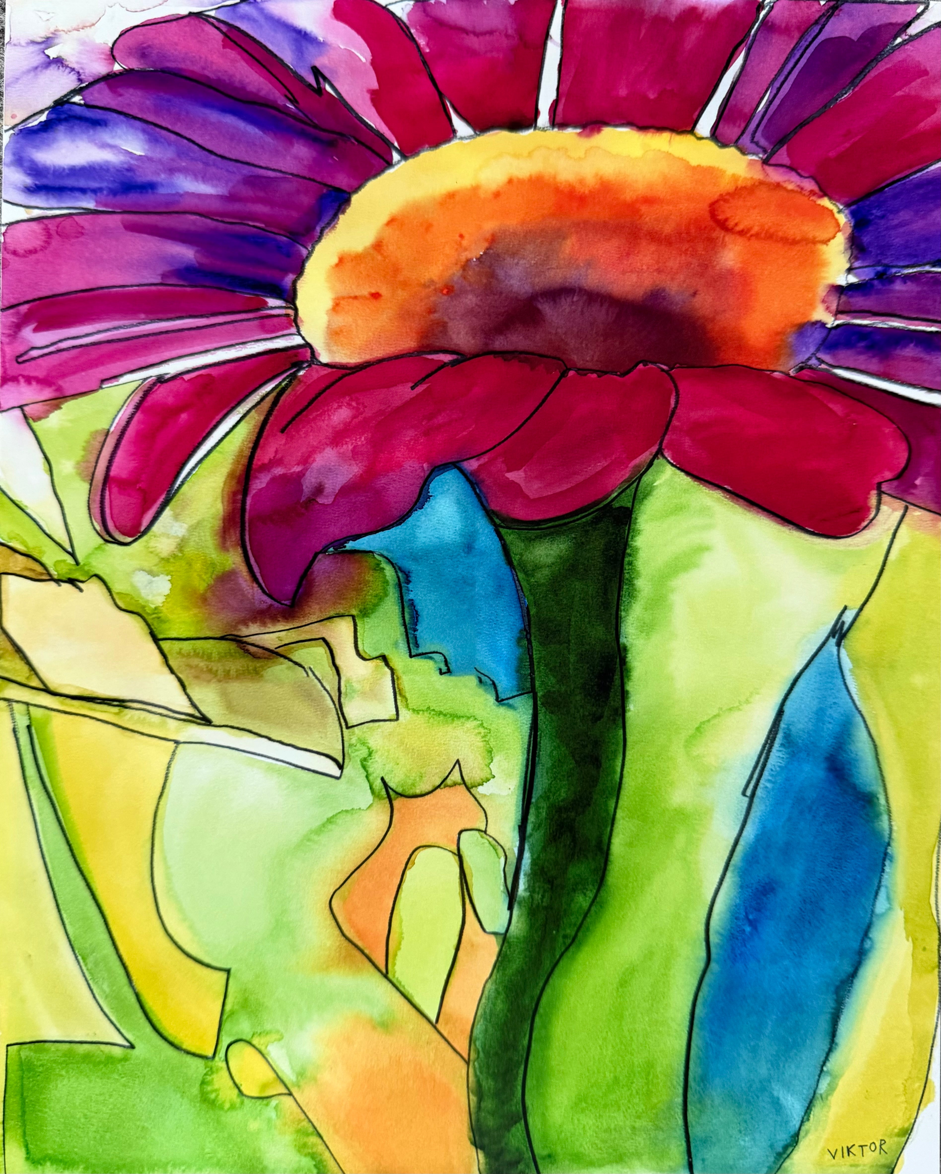 Watercolor Zinnia - Art Prints