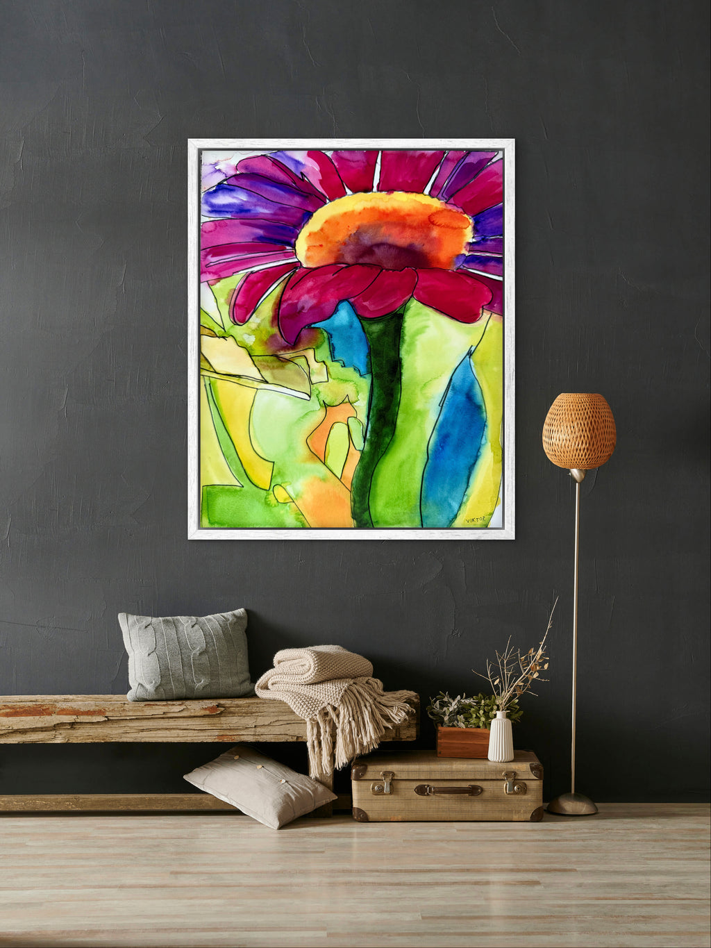 Watercolor Zinnia - Art Prints