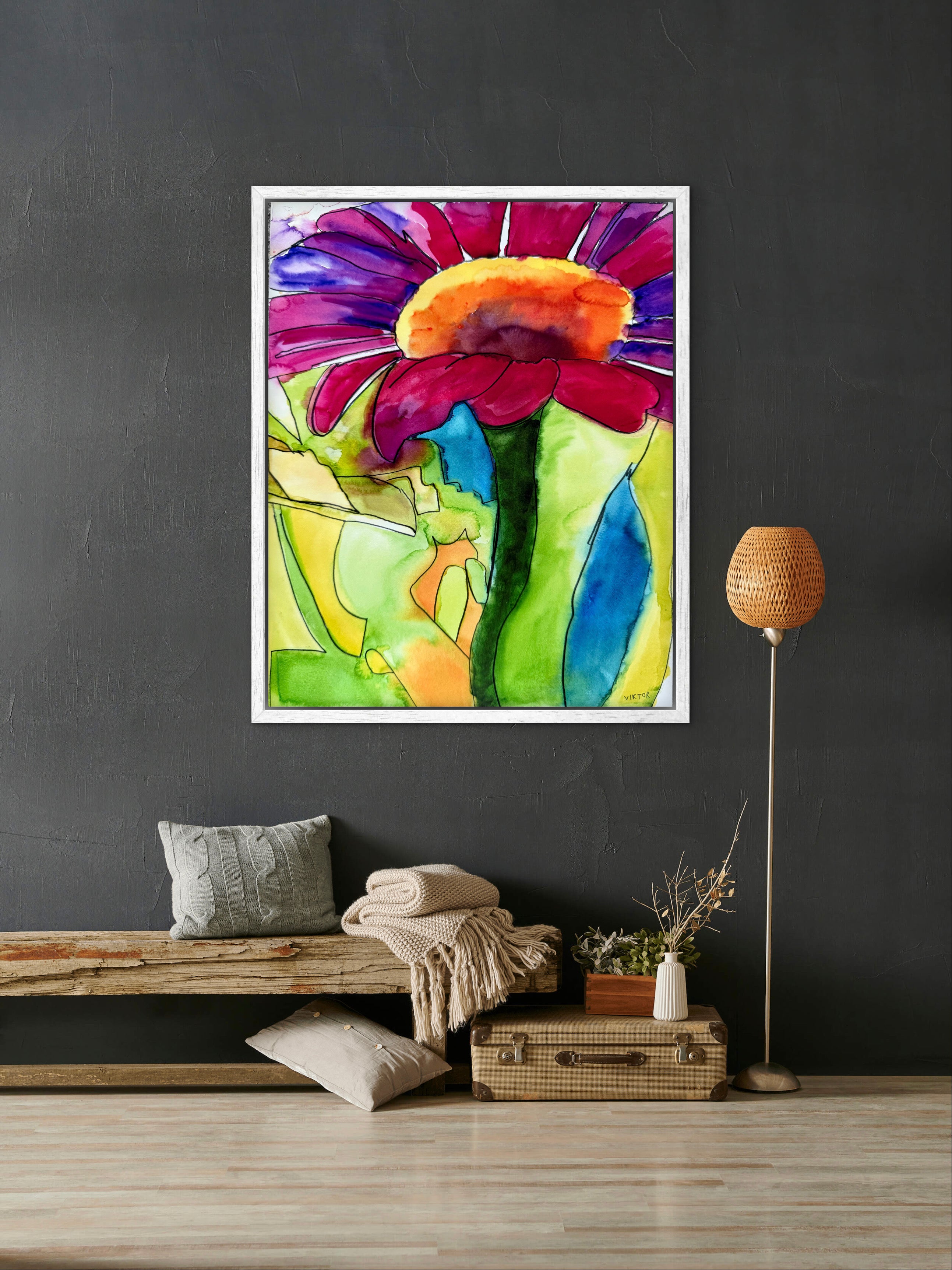 Watercolor Zinnia - Art Prints