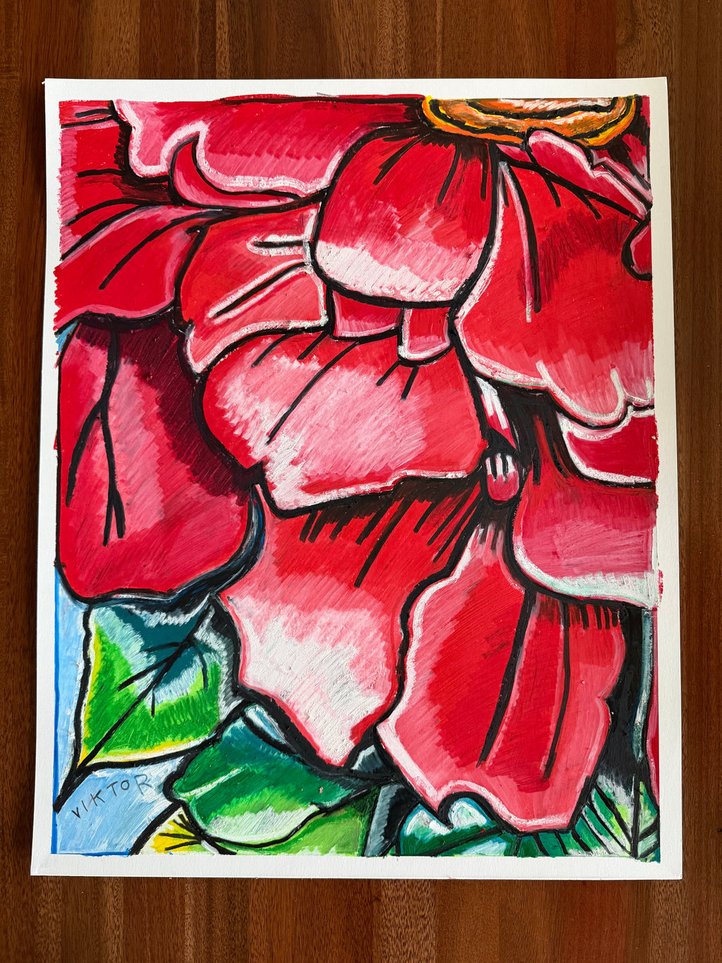 Zinnia Ember - Original oil pastels artwork 19x24” (video attached)