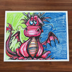 Red Dragon - ORIGINAL OIL PASTEL ARTWORK - 24x19" (video attached)