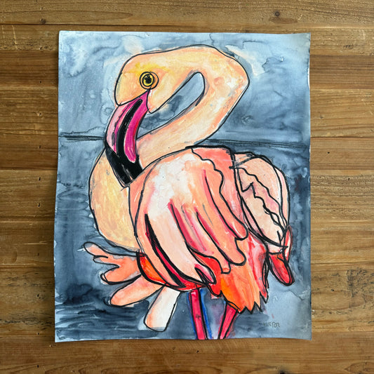 Pink Flamingo - ORIGINAL  14x17”