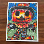 Scary Scarecrow - ORIGINAL OIL PASTEL ARTWORK - 19x24" (video attached)