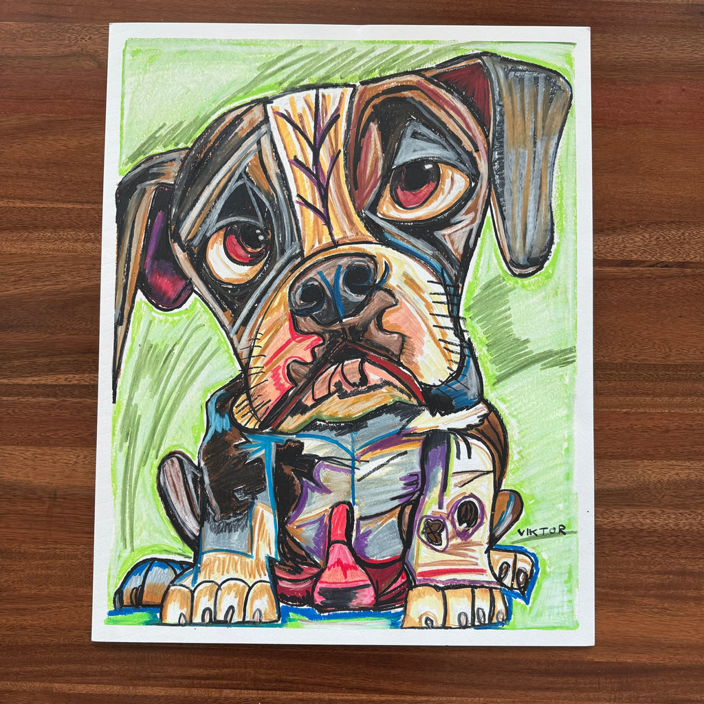 Boxy - ORIGINAL OIL PASTEL ARTWORK - 19x24" (video attached)