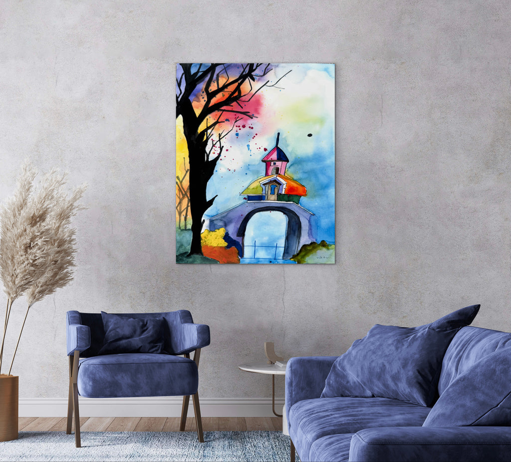 Watercolor bridge - Art Prints