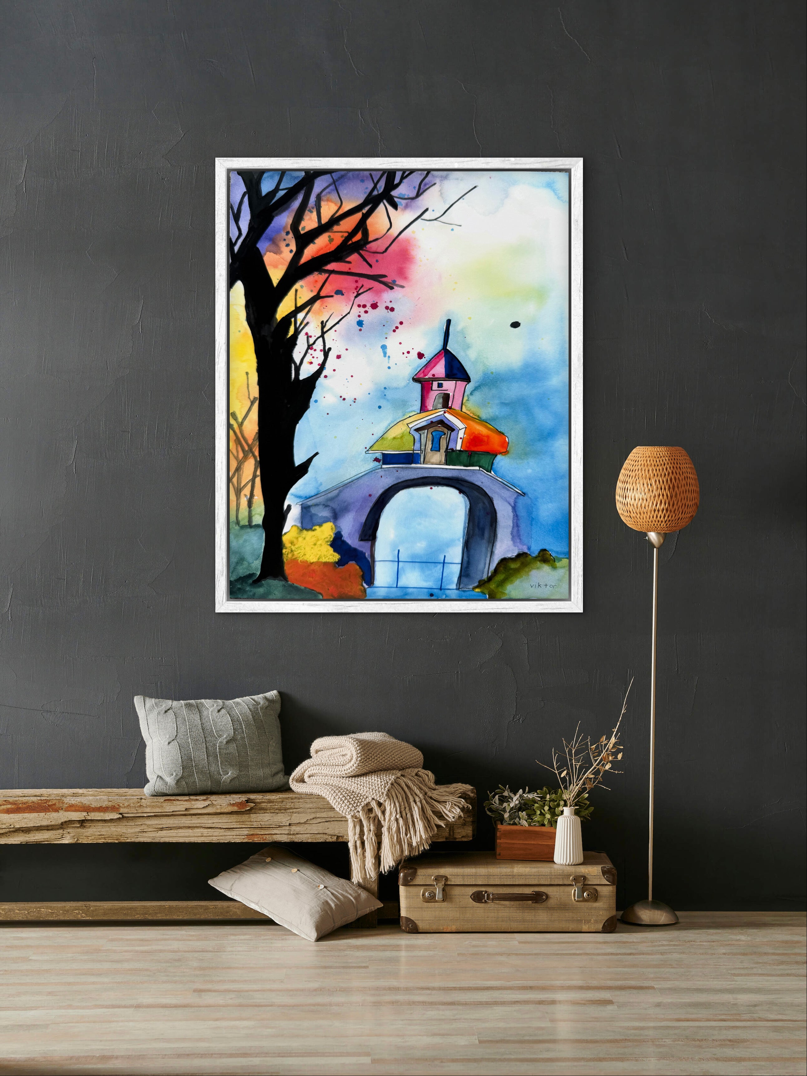 Watercolor bridge - Art Prints