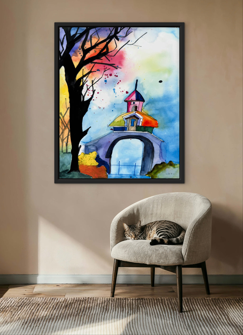 Watercolor bridge - Art Prints