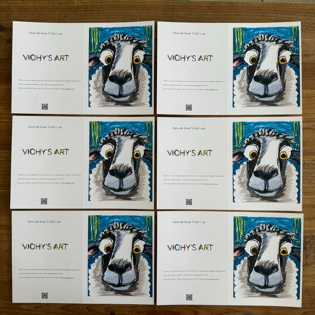 Creamy Puff Sheep - Greeting cards - Vichy's Art