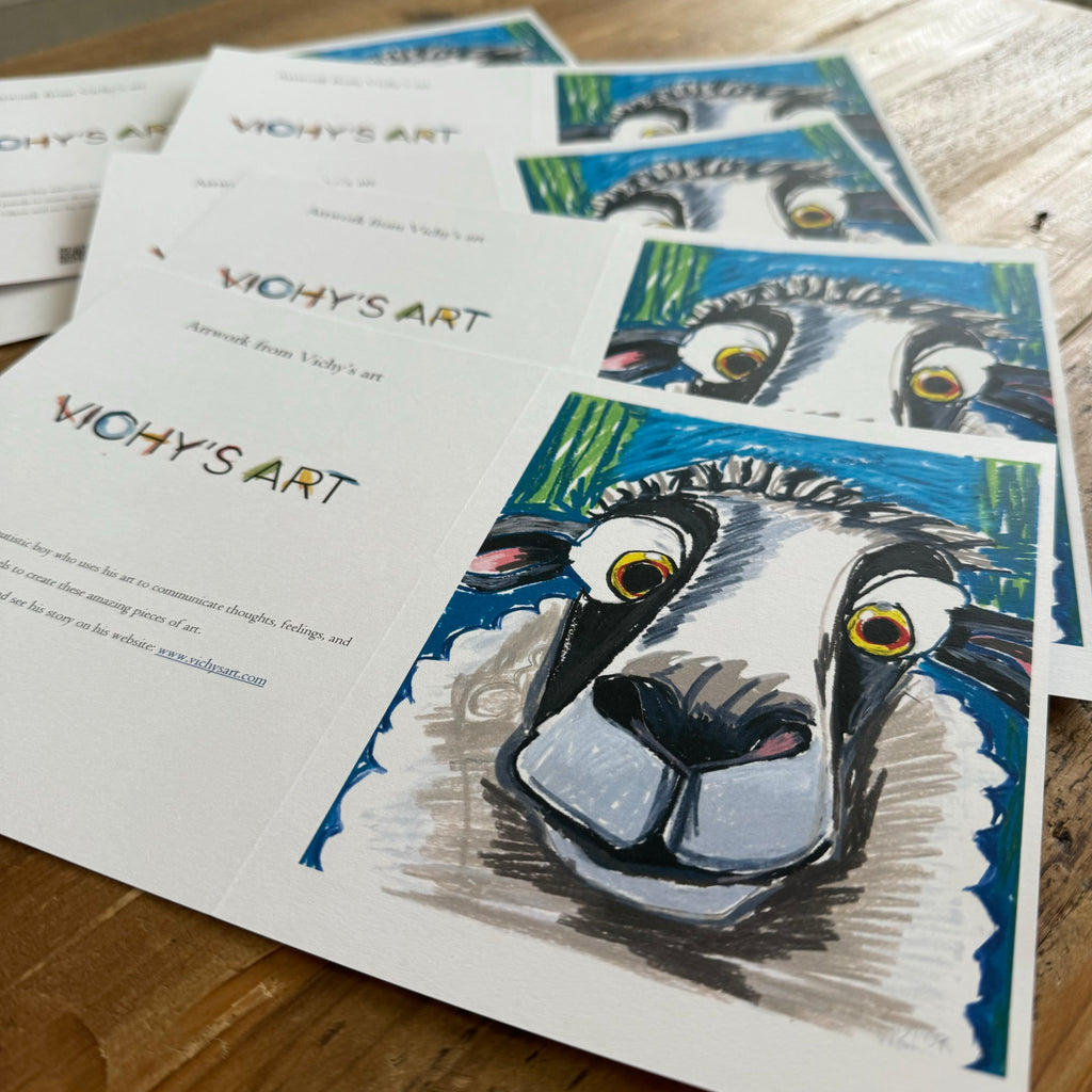 Creamy Puff Sheep - Greeting cards - Vichy's Art