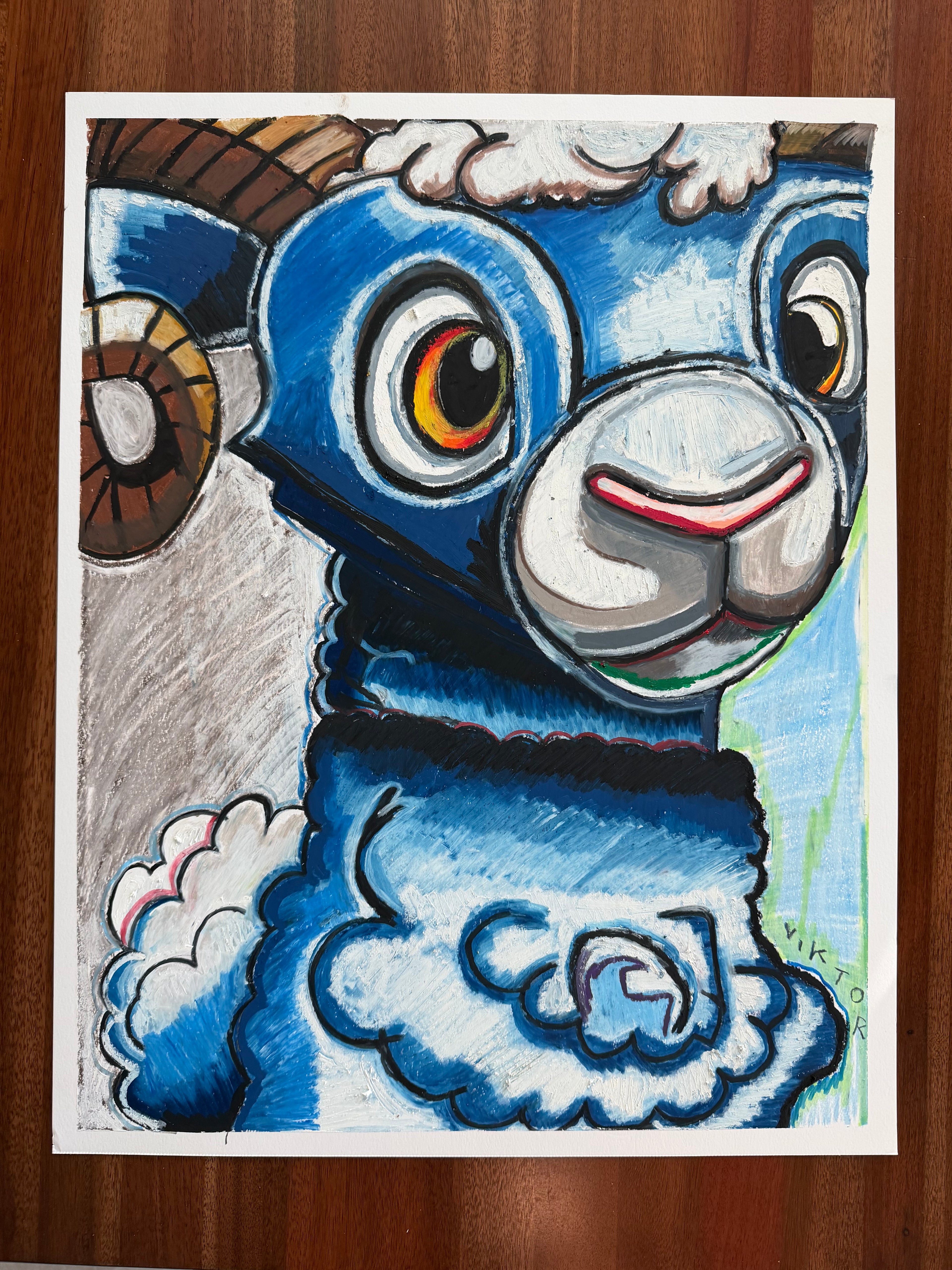 Ram-bling Smile - Original oil pastels artwork 19x24” (video attached)