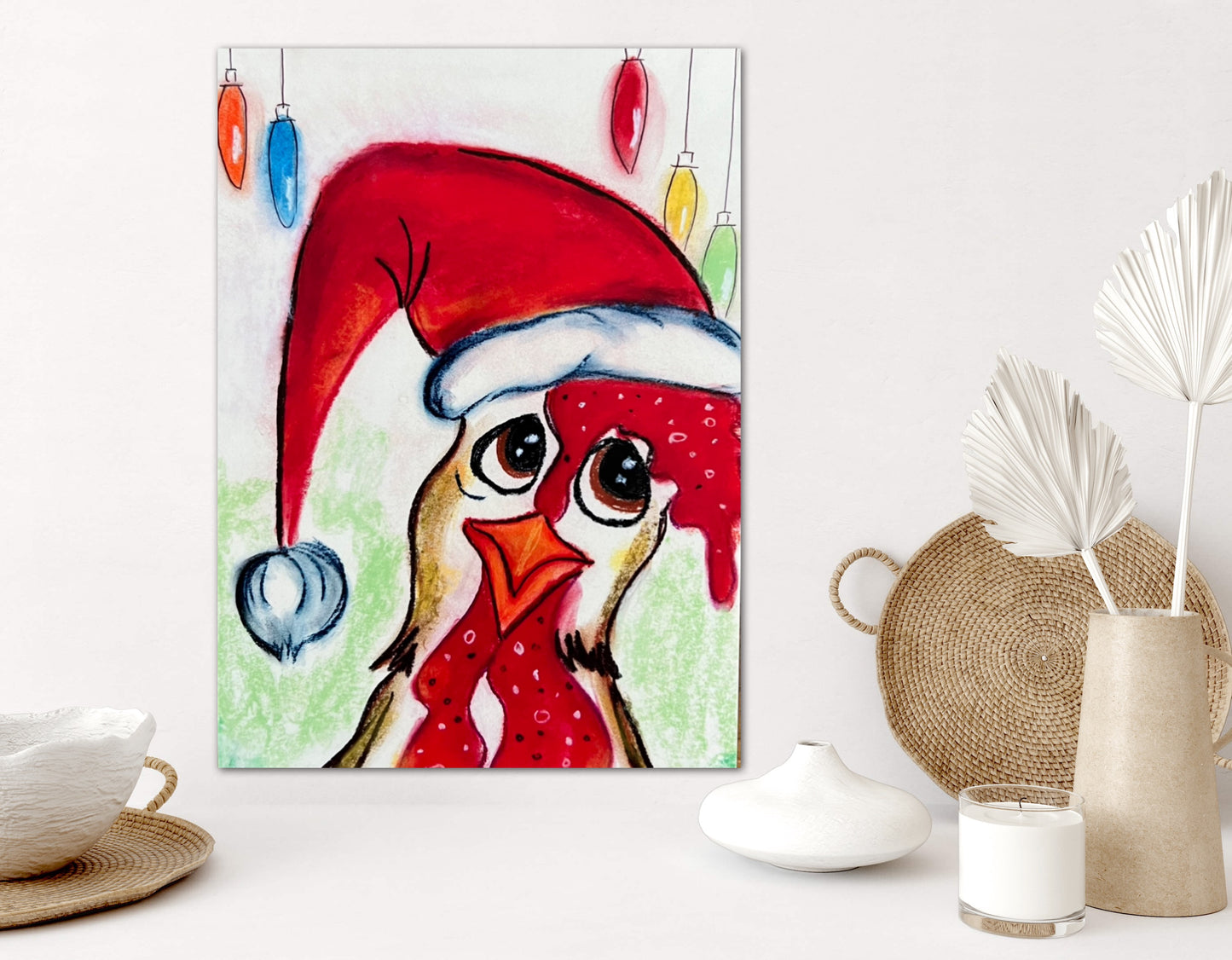 Santa Chicken - fine prints and canvas prints in more size