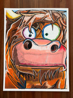 The Orange Bull - ORIGINAL OIL PASTEL ARTWORK - 19x24" (video attached)