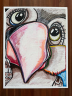 Big Eyed Beauty - ORIGINAL OIL PASTEL ARTWORK - 19x24" (video attached)
