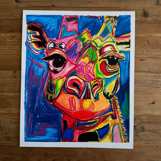 Colorful Giraffe - ORIGINAL  14x17”